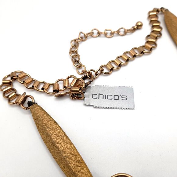Chico's Large Pendant Necklace, Book Chain, NWT, 24" - Picture 8 of 11